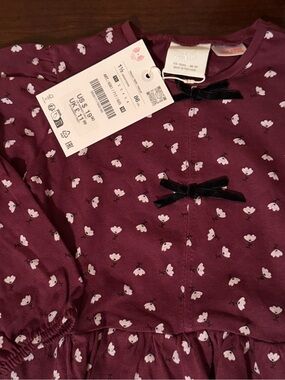 Girls Maroon Heart Peplum Top - Zara kids